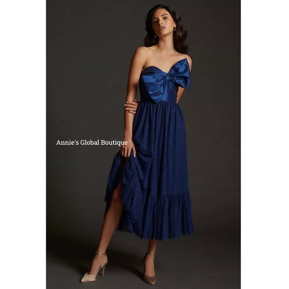 RARE NWT ANTHROPOLOGIE HUTCH Tulle Bow-Tie Midi Dress. - Picture 4 of 16